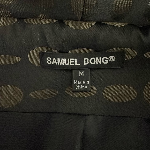 Samuel Dong Trench Dress Coat Bubble Hem Size Medium Brown Metallic Belted - Picture 7 of 10